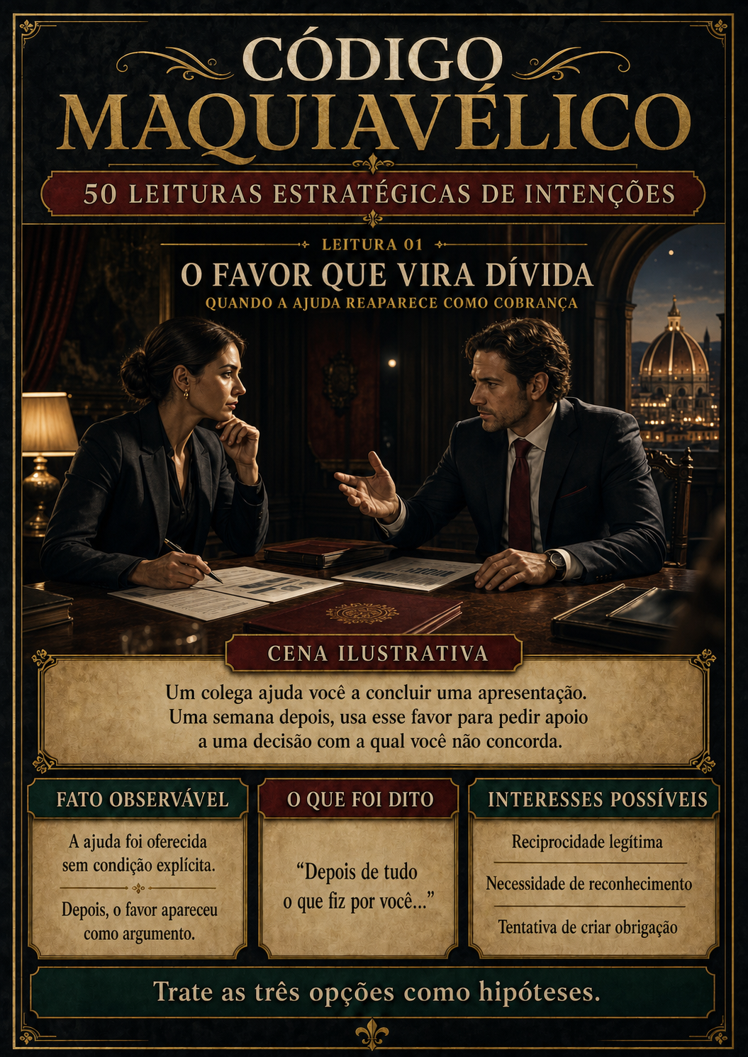 Prévia do Código Maquiavélico — Leitura 01 — O favor que vira dívida
