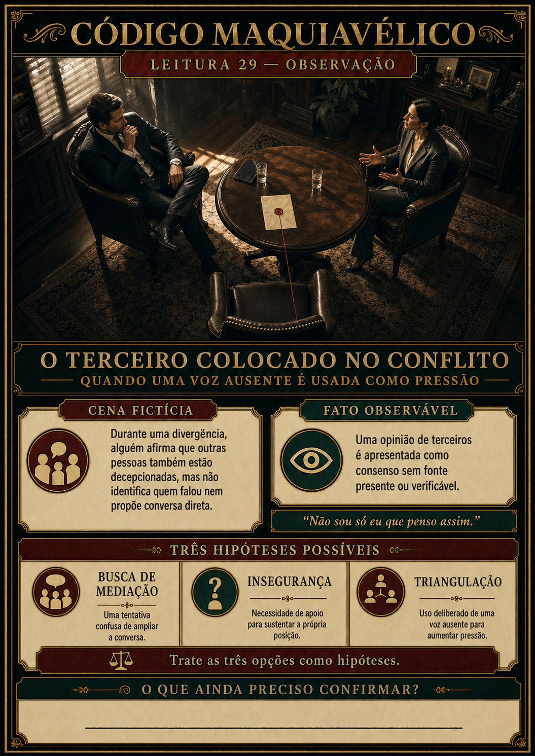 Prévia do Código Maquiavélico — Leitura 29 — O terceiro colocado no conflito
