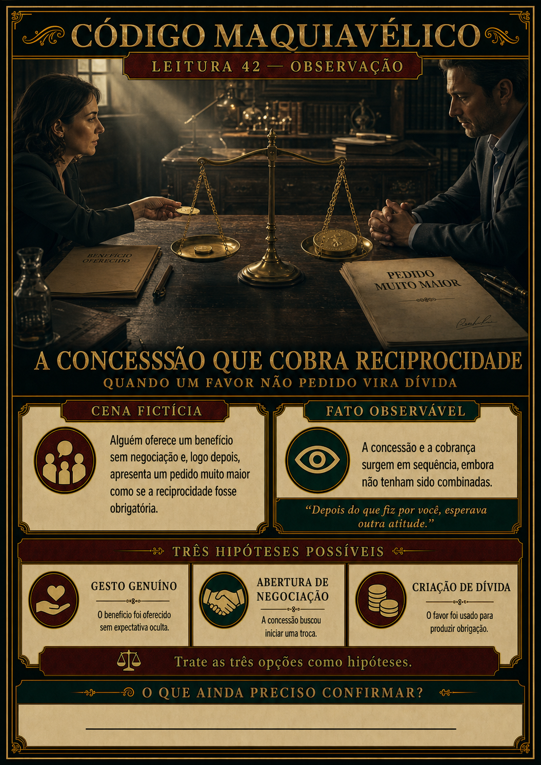 Prévia do Código Maquiavélico — Leitura 42 — A concessão que cobra reciprocidade