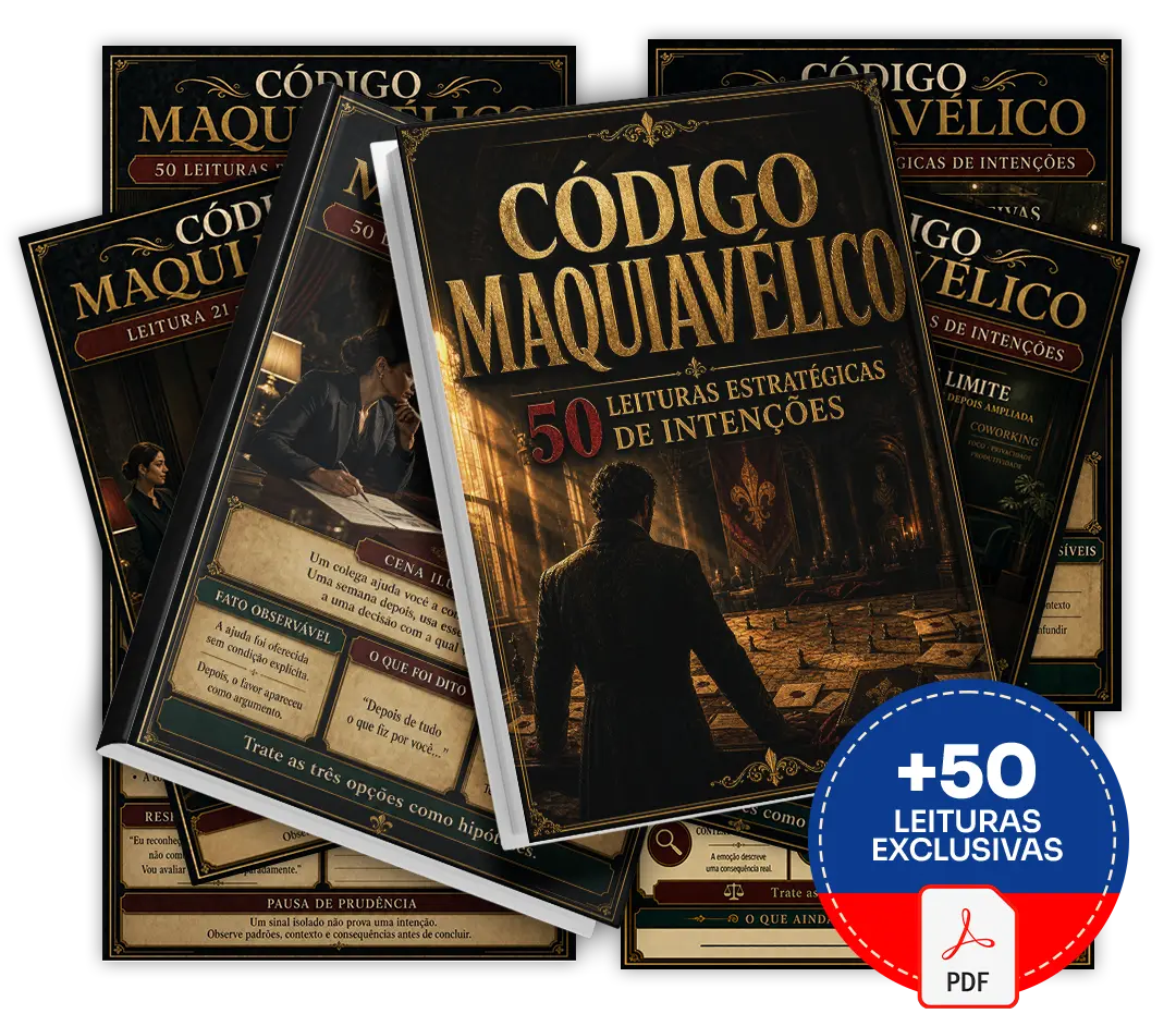 Mockup do Código Maquiavélico — 50 Leituras Estratégicas de Intenções